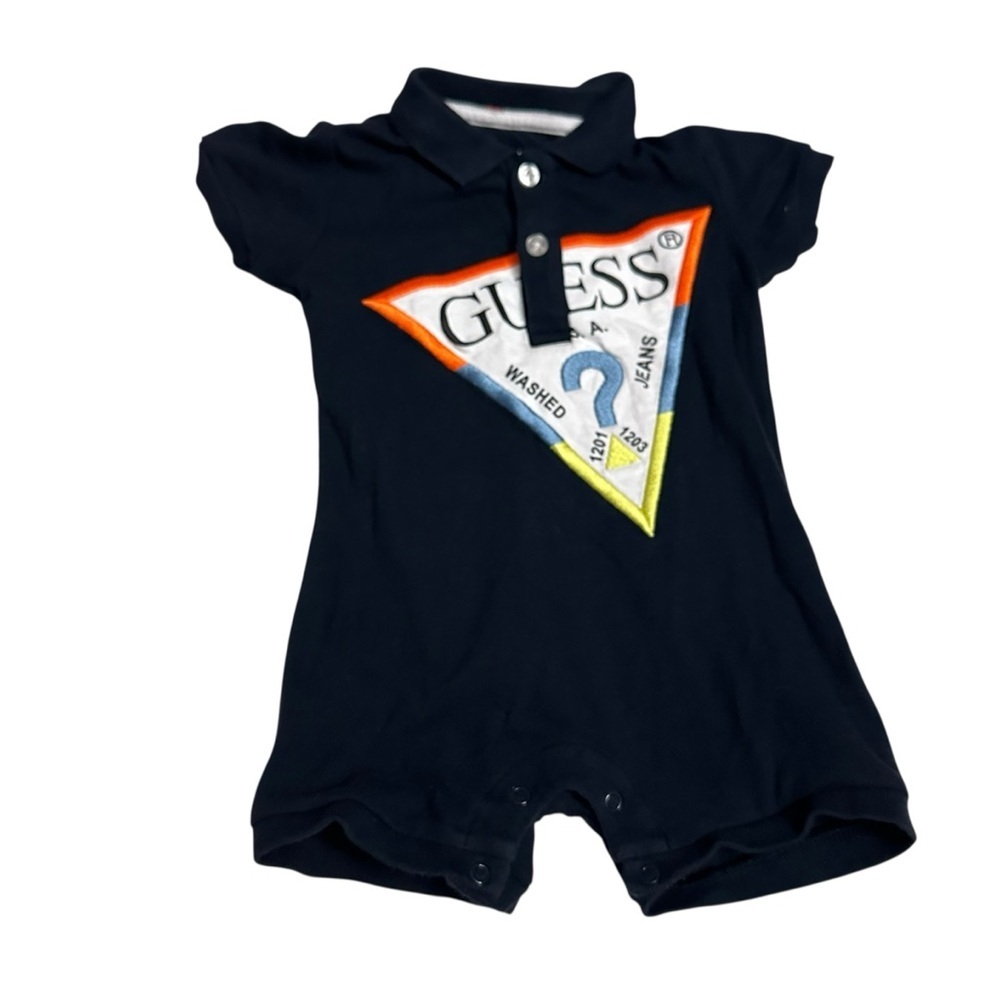 Guess Organic Cotton Baby Romper in Blue